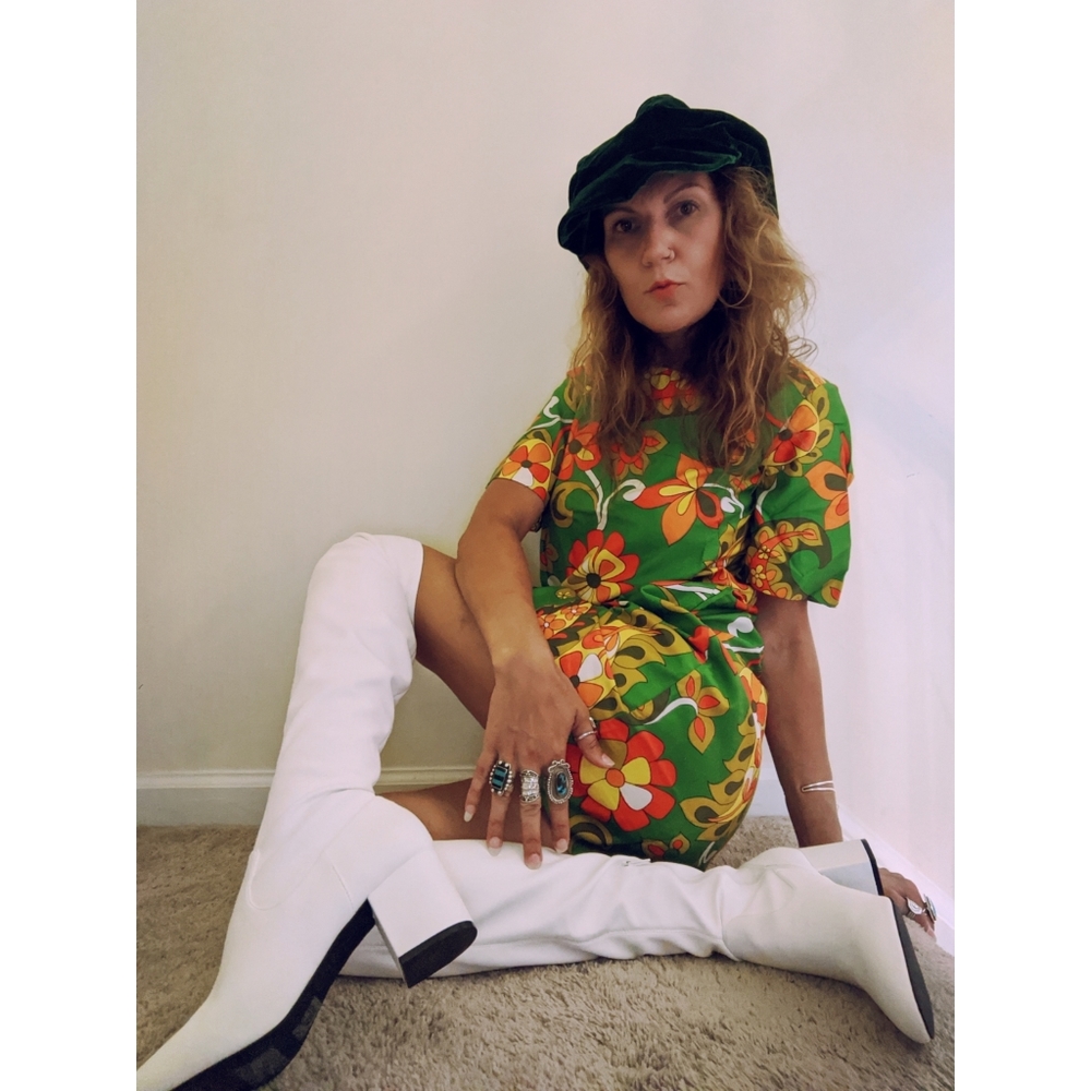 60s psychedelic print cotton mini dress - Picture 6 of 6